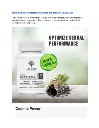 herbal medicine for erectile dysfunction and premature ejaculation