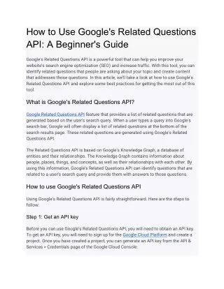 How to Use Google's Related Questions API_ A Beginner's Guide