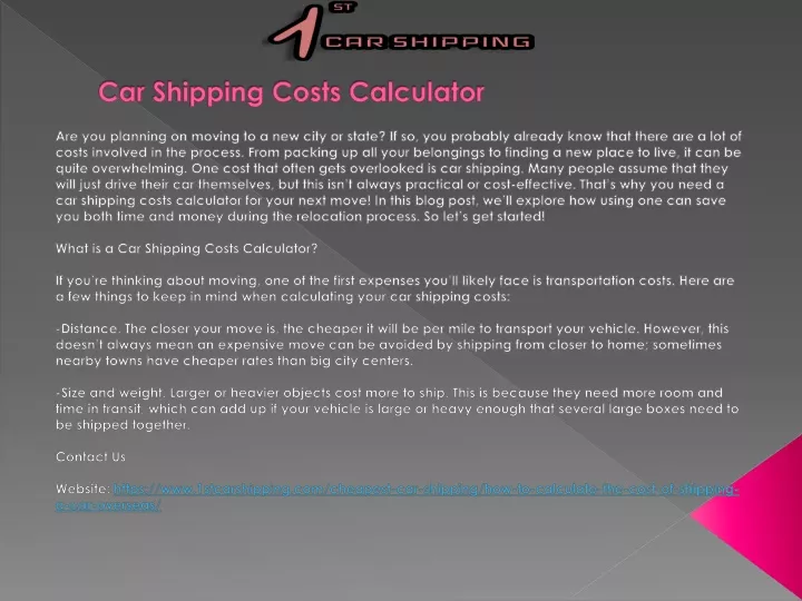 car shipping costs calculator