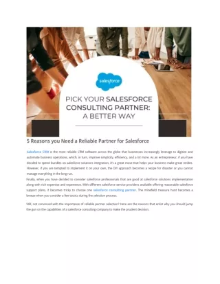 5 Reasons you Need a Reliable Partner for Salesforce