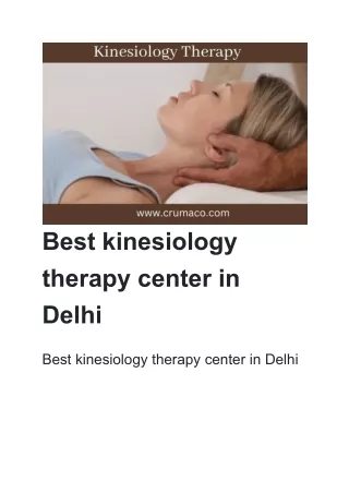 Best kinesiology therapy center in Delhi