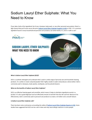 Sodium Lauryl Ether Sulphate_ What You Need to Know