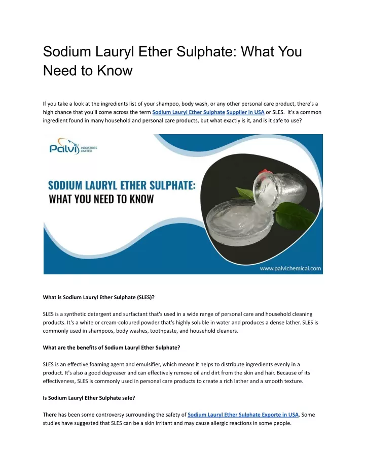 sodium lauryl ether sulphate what you need to know