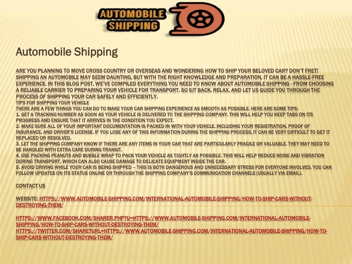 automobile shipping