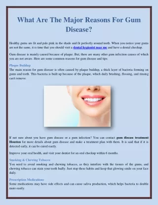 What Are The Major Reasons For Gum Disease?