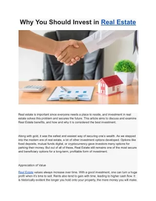 why you should invest in real estate