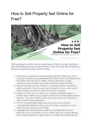 How to sell property fast online free_