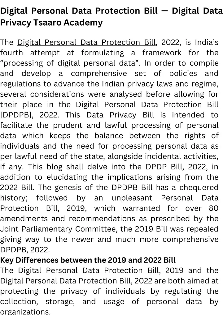digital personal data protection bill digital