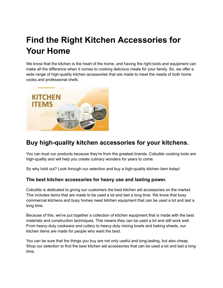 find the right kitchen accessories for your home