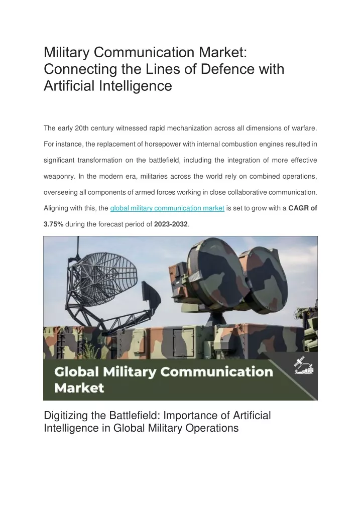 military communication market connecting
