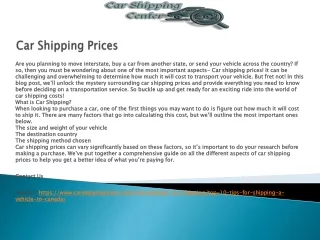 Car Shipping Prices