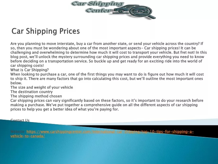 car shipping prices
