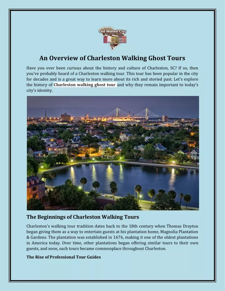 an overview of charleston walking ghost tours