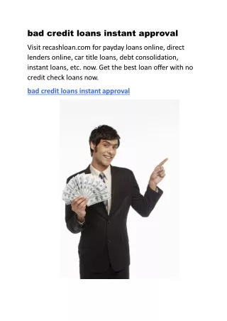 bad credit loans instant approval visit