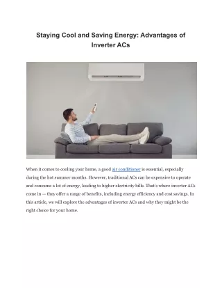 staying cool and saving energy advantages