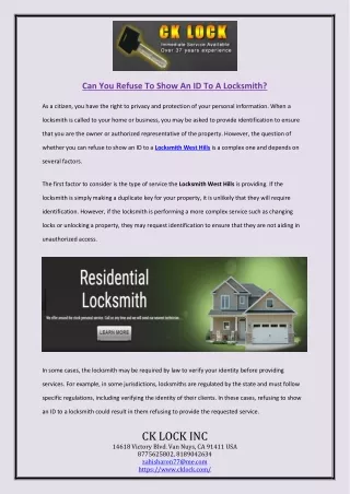 Can You Refuse To Show An ID To A Locksmith