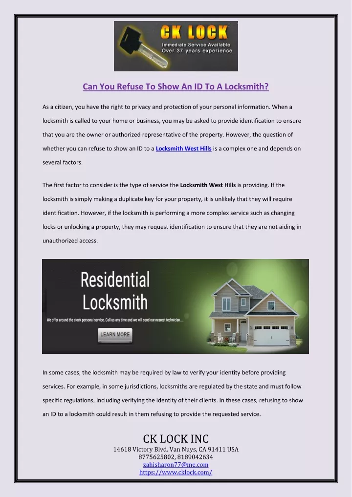 can you refuse to show an id to a locksmith