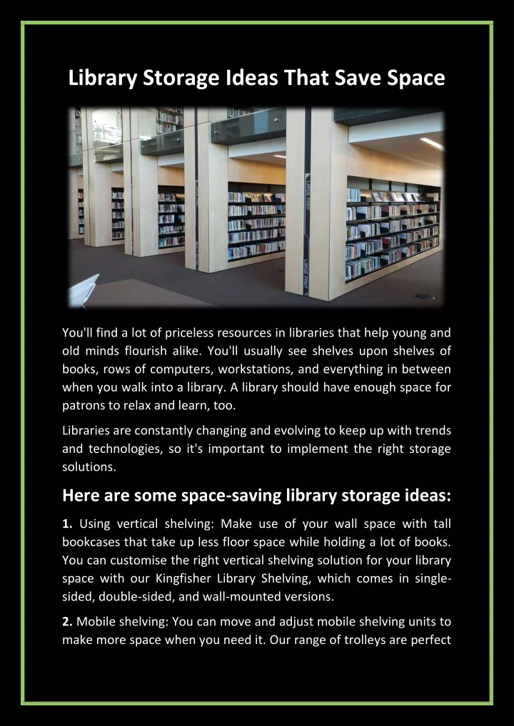 library storage ideas that save space