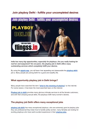 Join playboy Delhi - fulfills your uncompleted desires