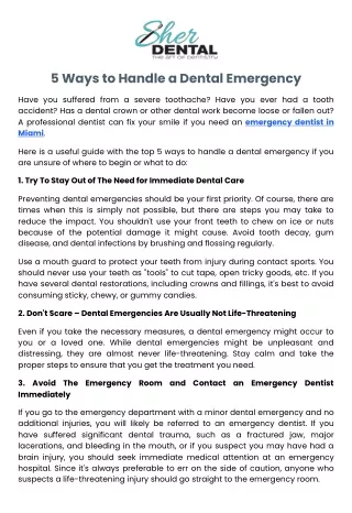 5 Ways to Handle a Dental Emergency