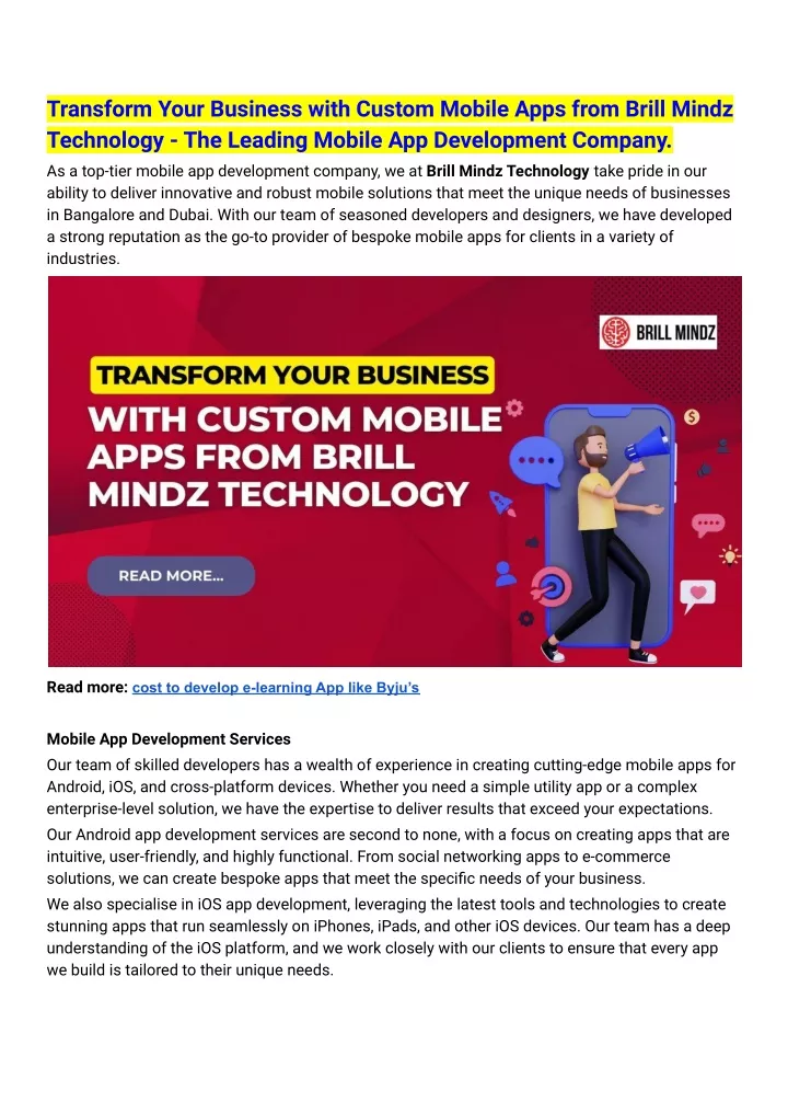 transform your business with custom mobile apps