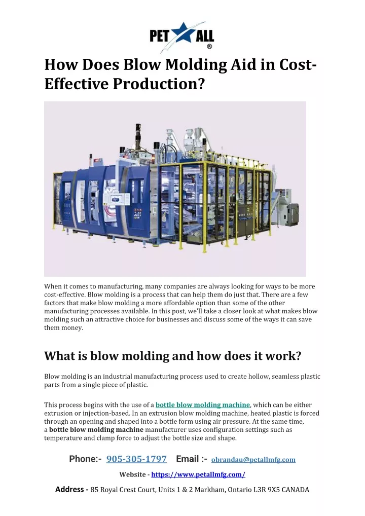 how does blow molding aid in cost effective