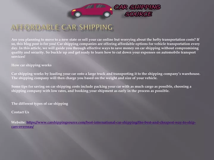 affordable car shipping