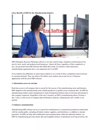 6 key benefits of erp for the manufacturing