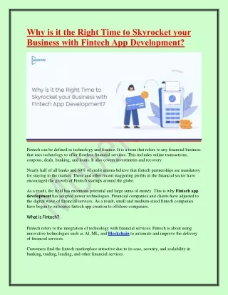 Why is it the Right Time to Skyrocket your Business with Fintech App Development