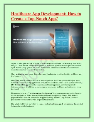 Healthcare App Development- How to Create a Top-Notch App