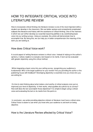 how to integrate critical voice into literature