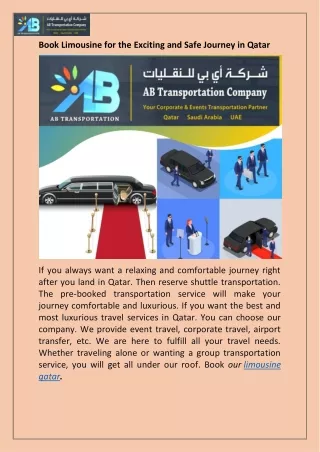 Book Limousine for the Exciting and Safe Journey in Qatar