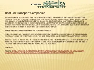 Best Car Transport Companies