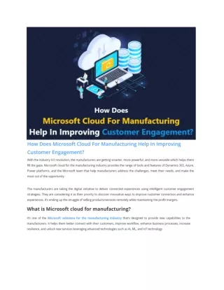 How Does Microsoft Cloud For Manufacturing Help In Improving Customer Engagement