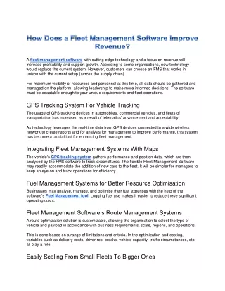 How Does a Fleet Management Software Improve Revenue
