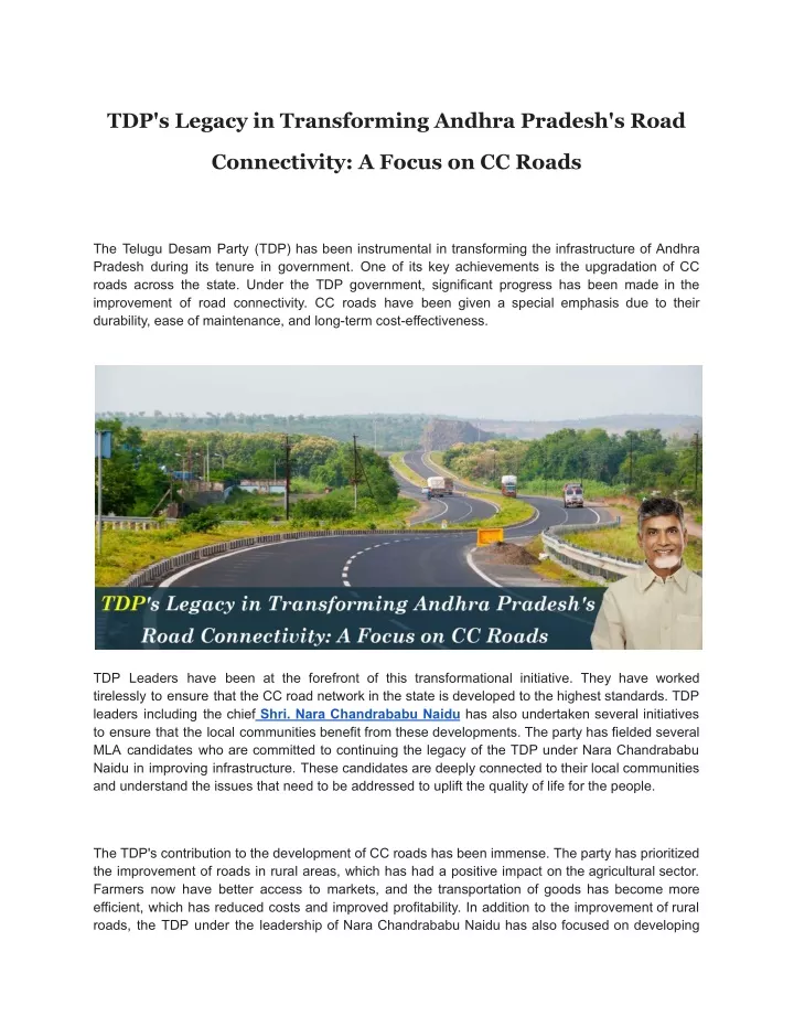 tdp s legacy in transforming andhra pradesh s road