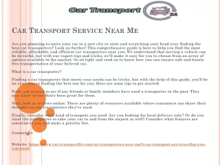 Car Transport Service Near Me