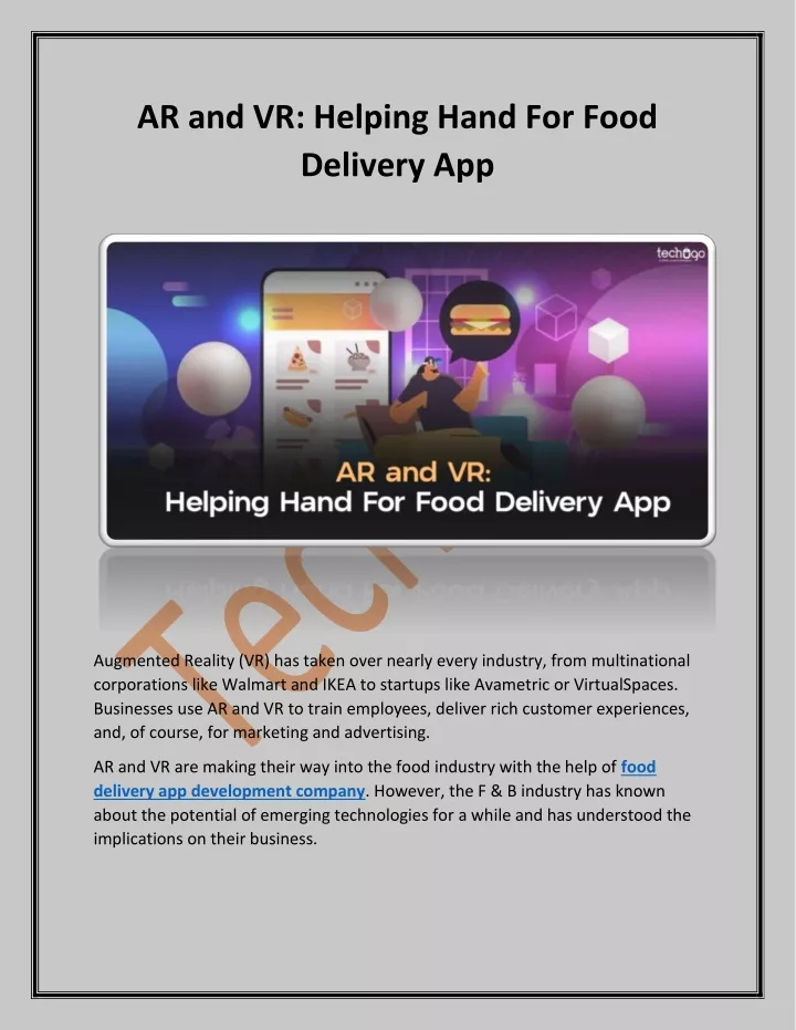 ar and vr helping hand for food delivery app