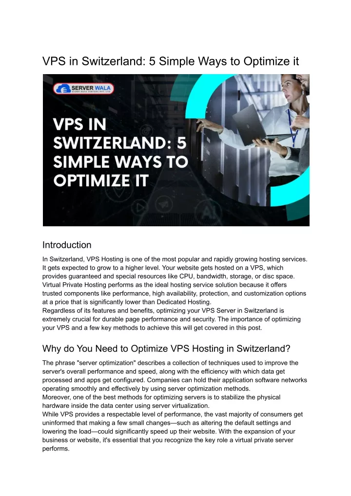 vps in switzerland 5 simple ways to optimize it