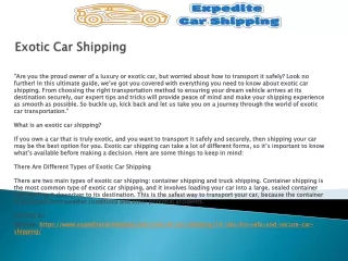Exotic Car Shipping