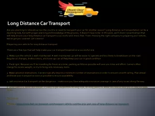 Long Distance Car Transport