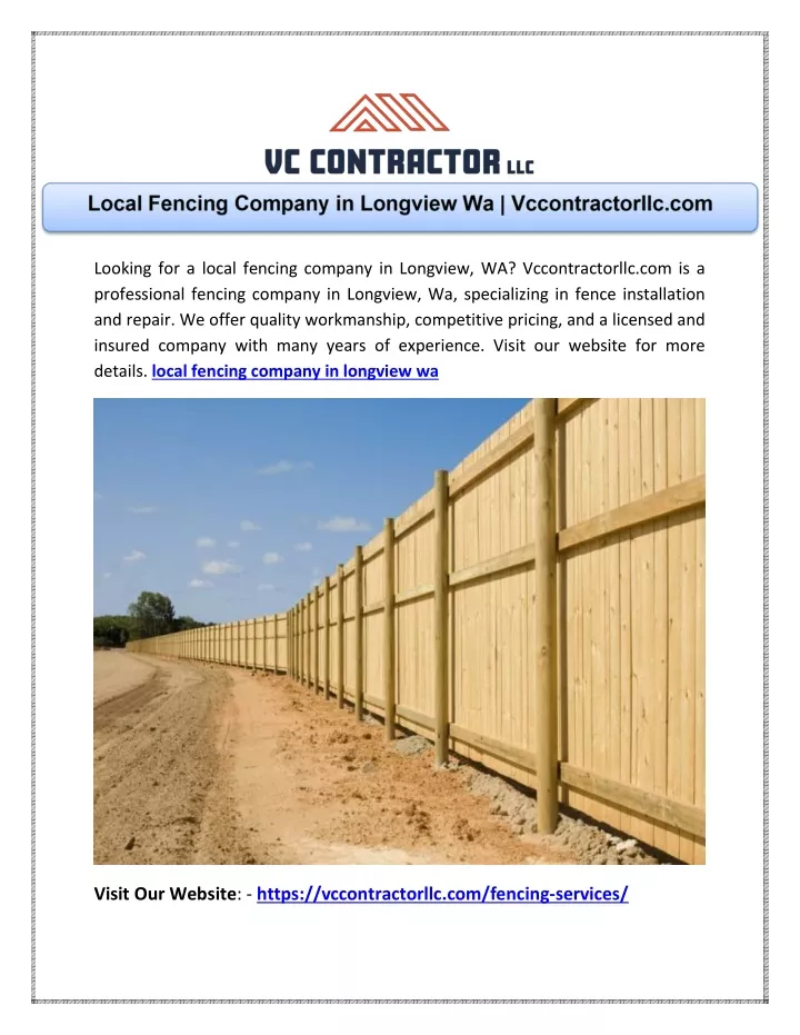 looking for a local fencing company in longview