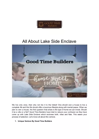 All About Lake Side Enclave _ Good Time Builders