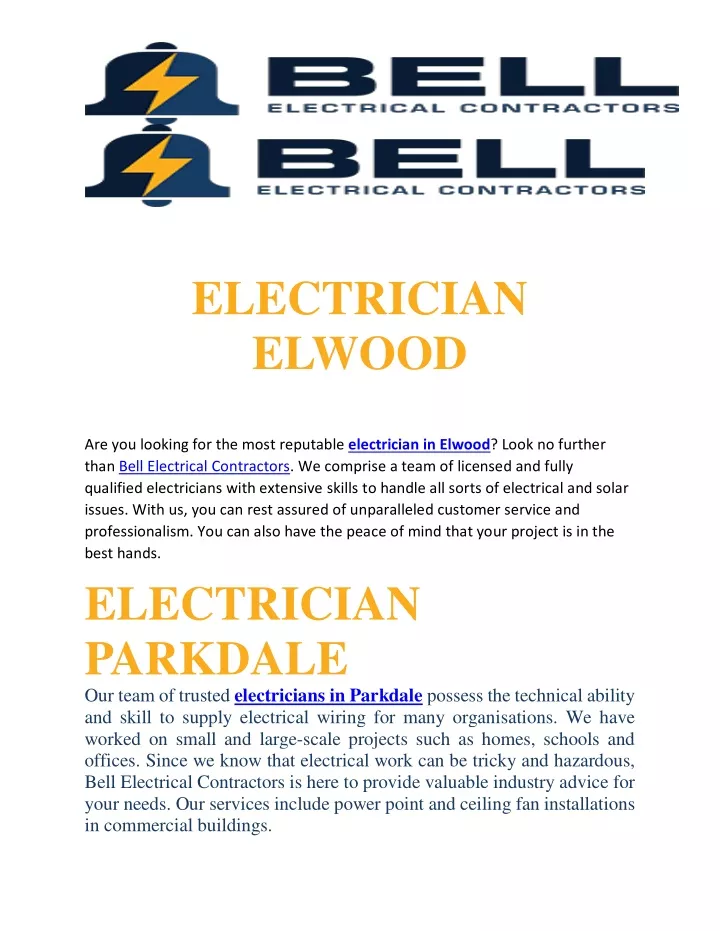 electrician elwood are you looking for the most