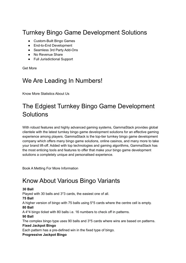 turnkey bingo game development solutions
