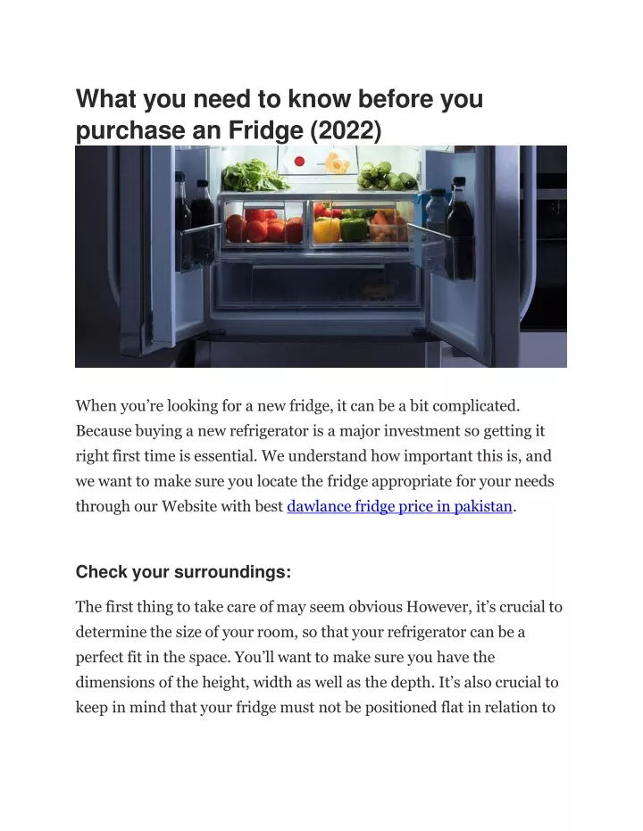 what you need to know before you purchase an fridge 2022