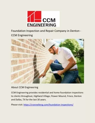 Foundation Inspection and Repair Company in Denton - CCM Engineering