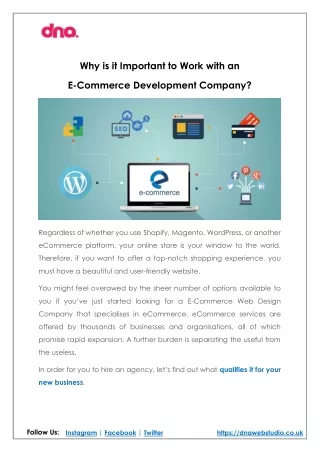 Why is it Important to Work with an E-Commerce Development Company?