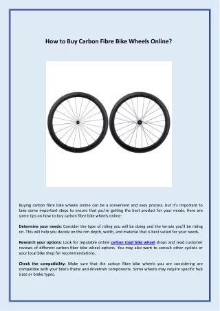 How to Buy Carbon Fibre Bike Wheels Online?