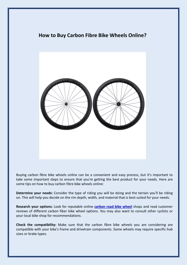 how to buy carbon fibre bike wheels online